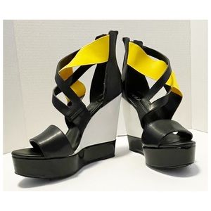 Yellow and Black High Heel Platform shoes